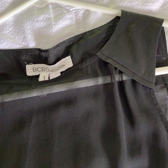 BCBG Generation Sheer Top with leather detail - Picture 3 of 3